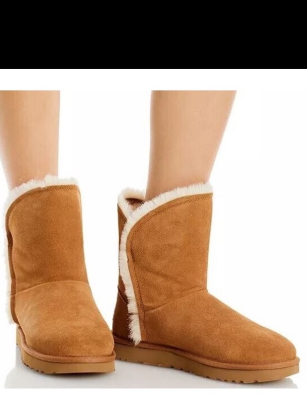 UGG women’s CLASSIC SHORT FLUFF HIGH LOW SHORT BOOTS CHESTNUT